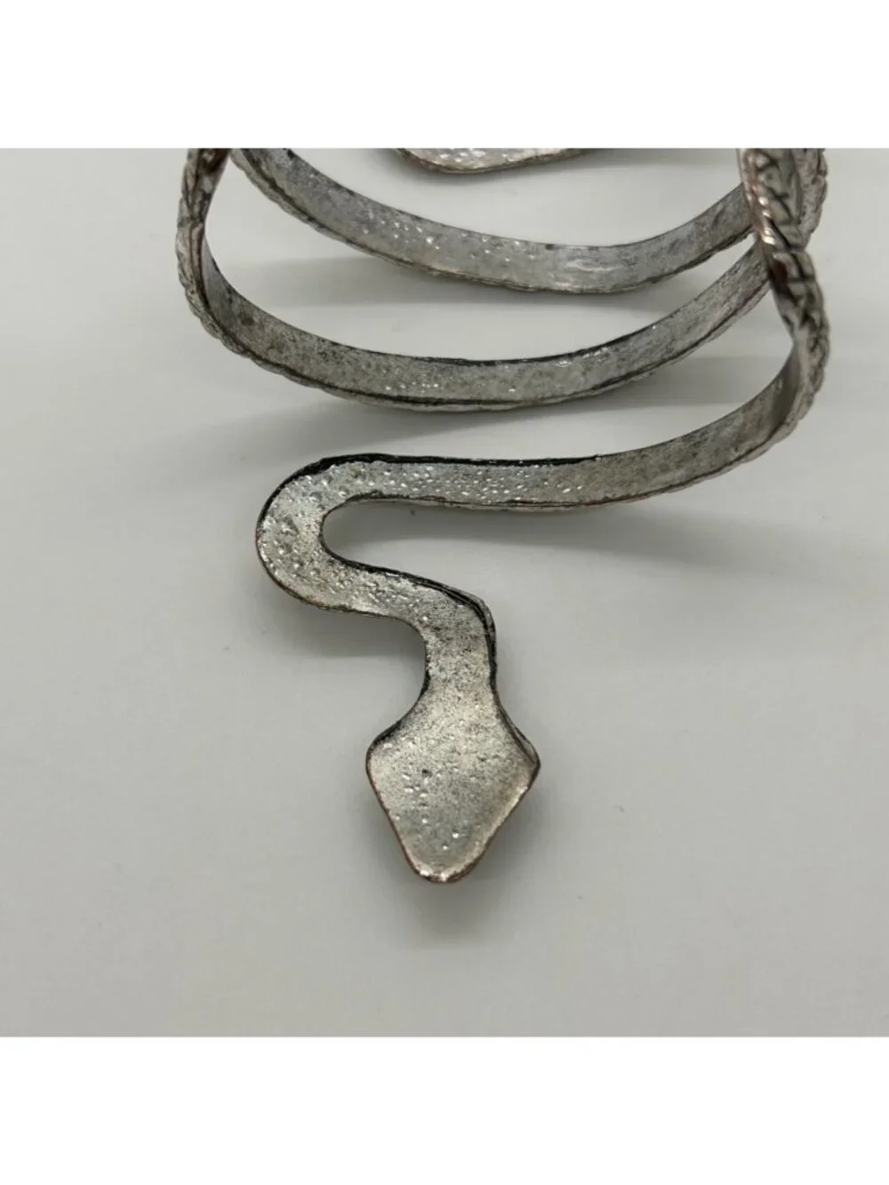 Vintage Snake Cuff Bracelet Gothic Punk Serpent Silver-tone Adjustable Bangle - Picture 8 of 10